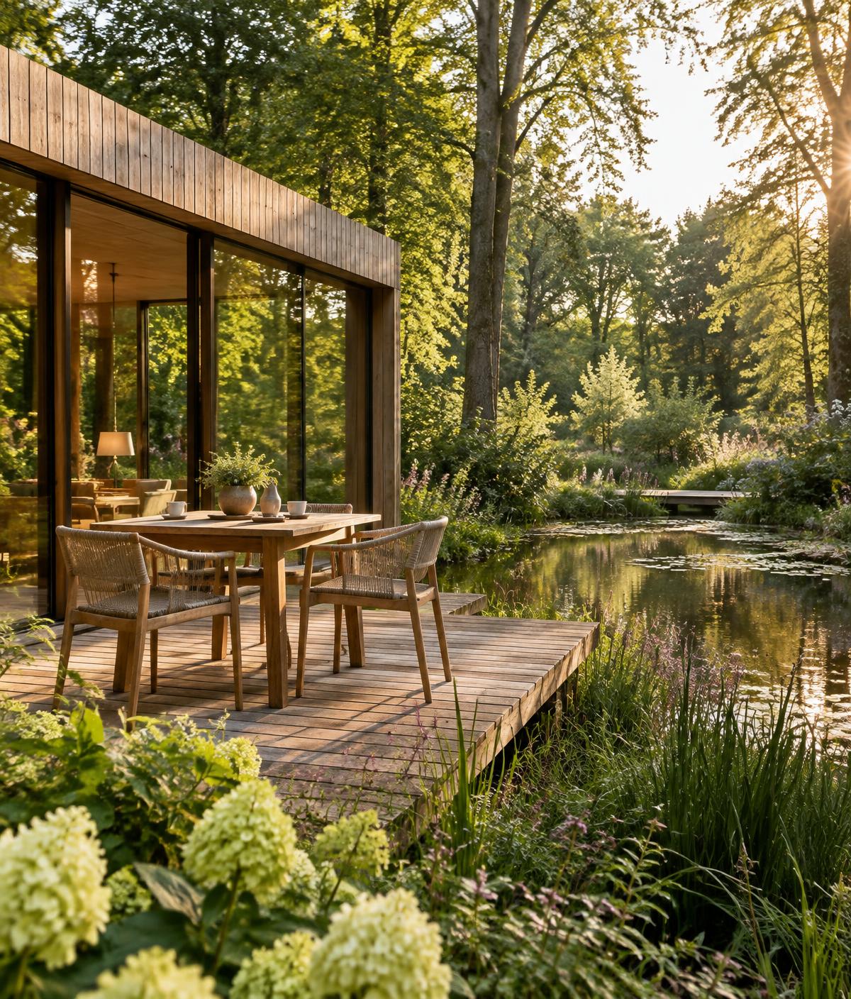 Inspirerende locatie in het groen aan een vijver
